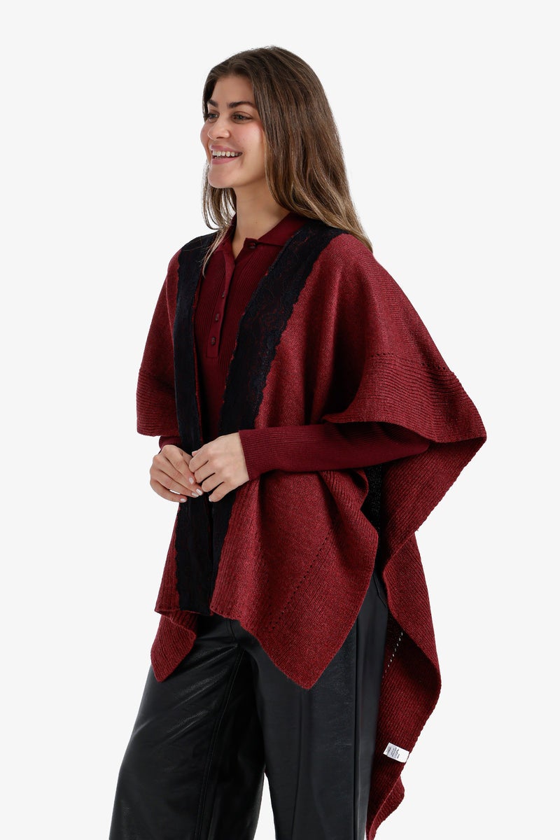 Carina Lace-Trim Asymmetric Poncho - Image 2